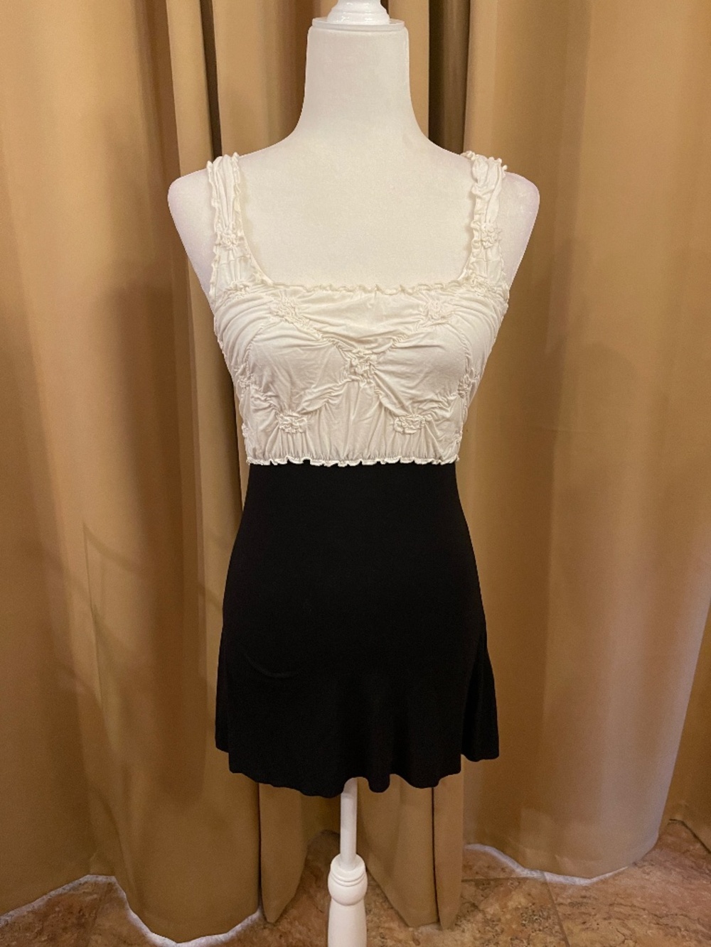 NEW! Bailey 44 Colorblocked White and Black Ruched Tank Top Size: Small NWT!